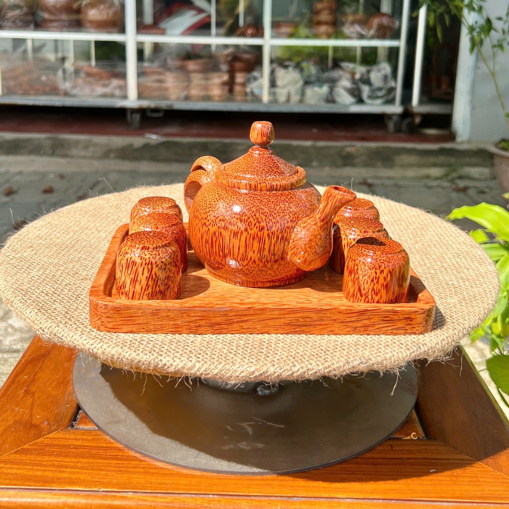 Bộ Khay Trà Gỗ Dừa Mẫu Chữ Nhật Phù Hợp Trà Đạo, Trang Trí Bàn Trà, Thiết Kế Sang Trọng, Dùng Biếu Tặng Thầy Cô - KIM TỨ