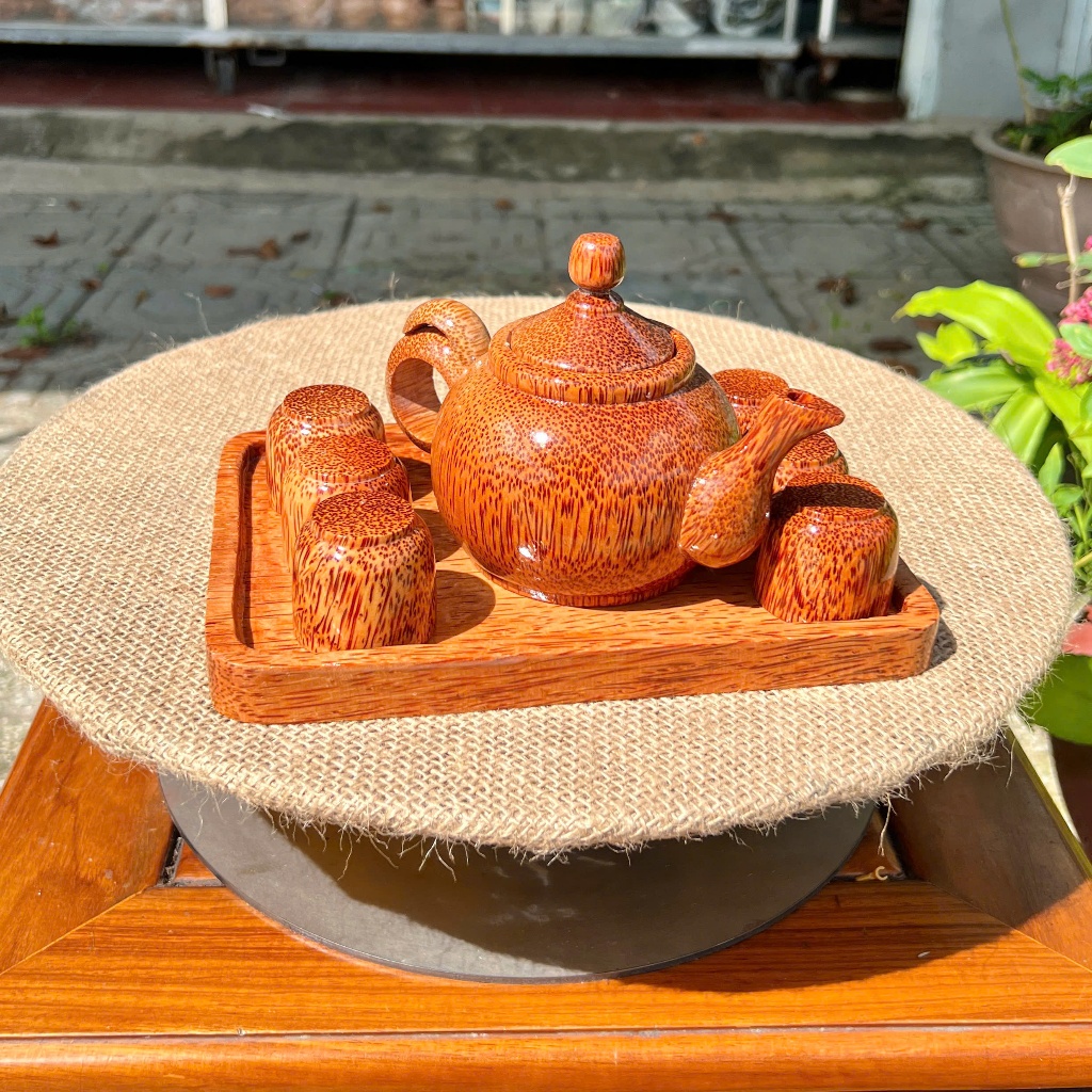 Bộ Khay Trà Gỗ Dừa Mẫu Chữ Nhật Phù Hợp Trà Đạo, Trang Trí Bàn Trà, Thiết Kế Sang Trọng, Dùng Biếu Tặng Thầy Cô - KIM TỨ