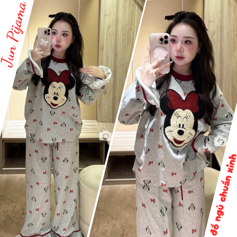 Set đồ nữ, bộ đồ nữ dài tay thu đông họa tiết in chất thun cao cấp siêu xinh JUN HCOM26817