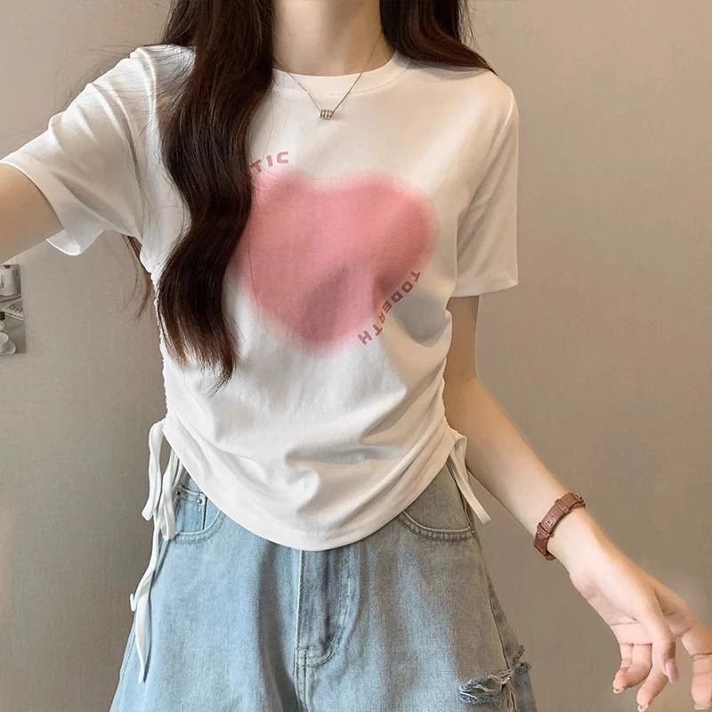 [Peinn]Áo Croptop Rút Dây Hình Trái Tim Romantic