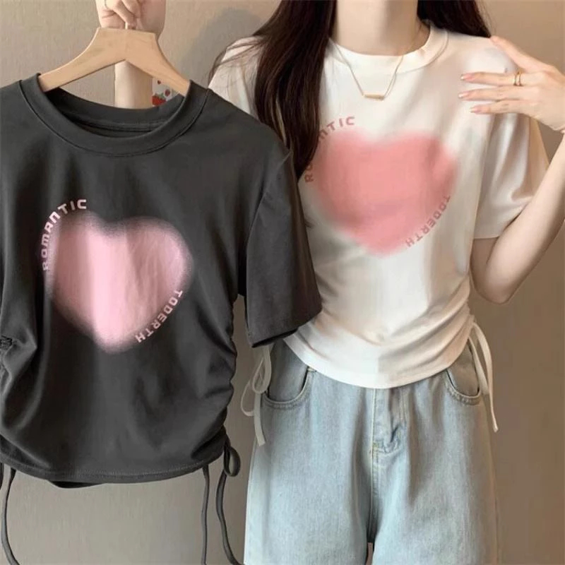 [Peinn]Áo Croptop Rút Dây Hình Trái Tim Romantic