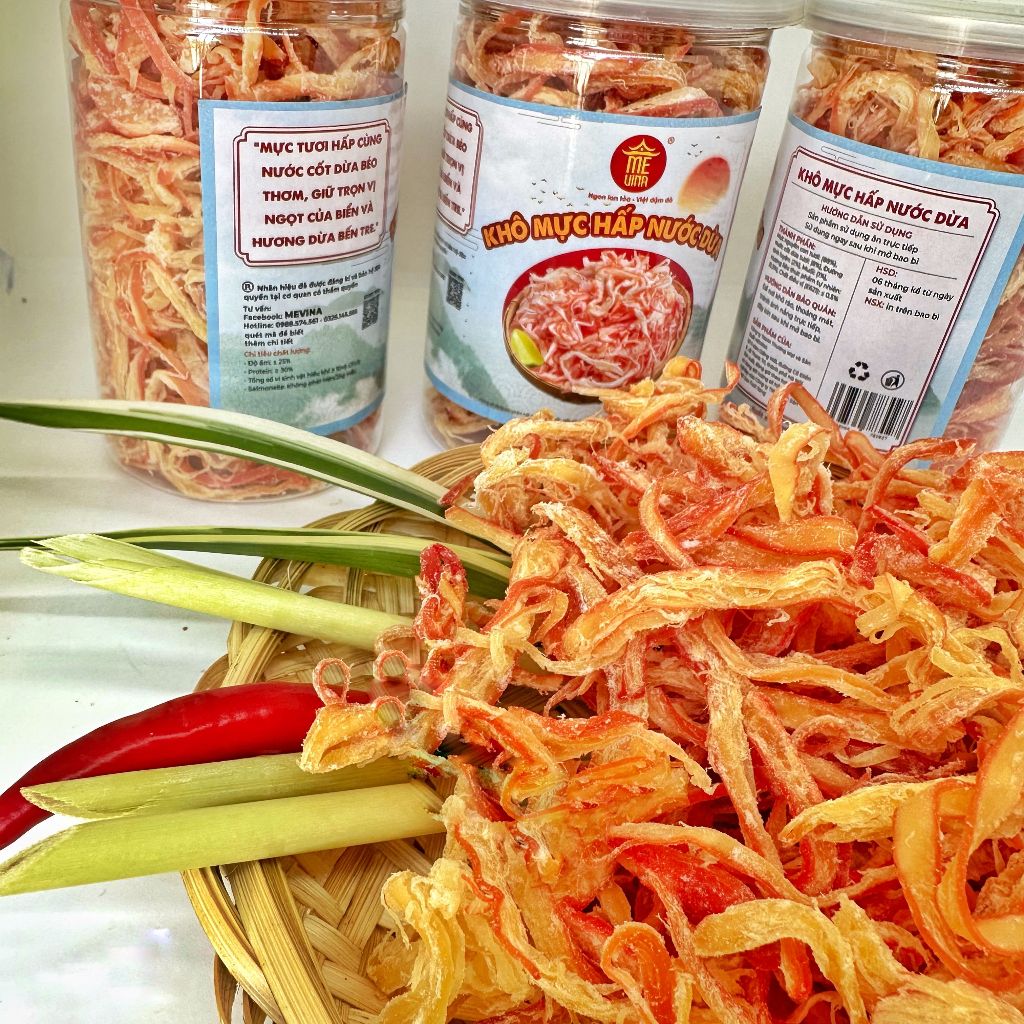Khô Mực Hấp Nước Dừa Giòn Thơm – Khô Mực MEVINA Chuẩn Vị Biển, Ngon Từng Miếng