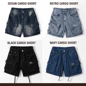 Quần Short Jean Nam Túi Hộp Cá Tính 4 Màu - Cargo Short Jean