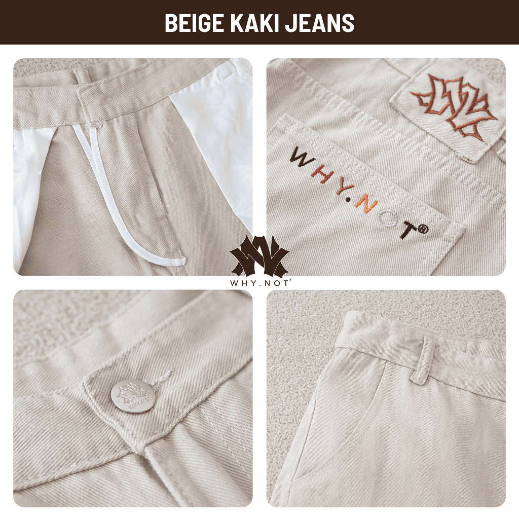 [WHY.NOT] Quần Kaki Jean Nam Ống Suông Màu Be - Beige Kaki Jean