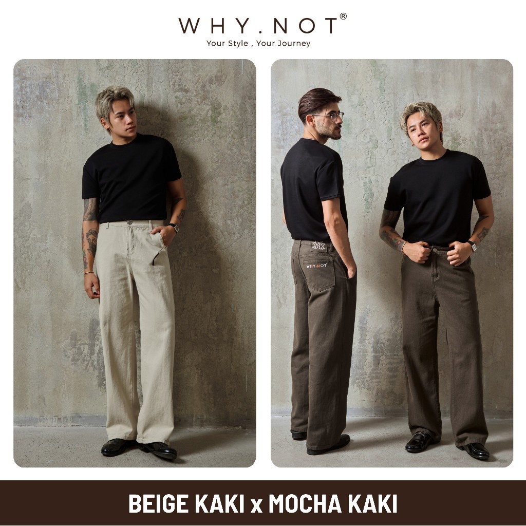 [WHY.NOT] Quần Kaki Jean Nam Ống Suông Màu Nâu Mocha Ánh Rêu - Mocha Kaki Jean