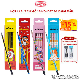 Hộp 12 Bút Chì Gỗ 2B Cao Cấp Có Tẩy MONDEZ Nét Bút Mịn Chì Mềm, Dùng Cho Bé Tập Viết Luyện Chữ