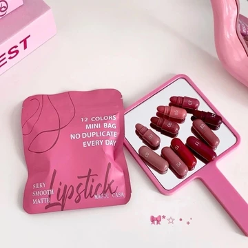 Set Son Mini Capsule Magic Casa 12 Màu Son Lì Velvet | Son Môi Mini Cute Lâu Trôi Hot Trend