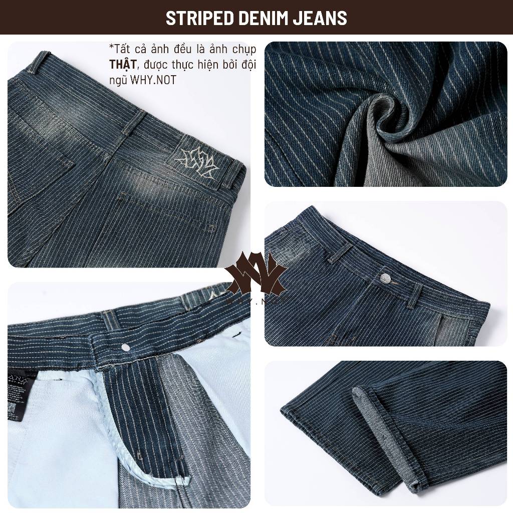 [WHY.NOT] Quần Jean Nam Kẻ Sọc Striped Denim Có Bigszie