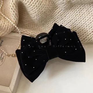 Kẹp tóc nhung đính kim tuyến đen đỏ phong cách sang chảnh Chồi accessories Y221-P2