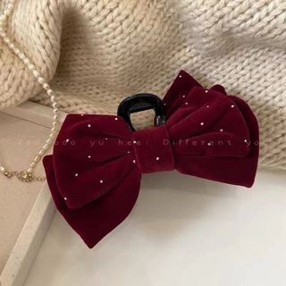 Kẹp tóc nhung đính kim tuyến đen đỏ phong cách sang chảnh Chồi accessories Y221-P2