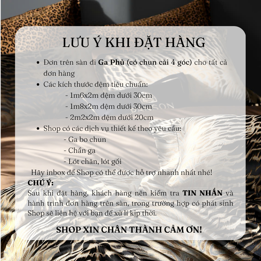 (L41536)Bộ Chăn Ga Gối Chất Liệu Cao Cấp Họa Tiết Da Báo Vân Hổ Mang Đậm Chất Nghệ Thuật - Memminbedding Luxury