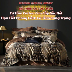 Bộ Chăn Ga Gối Chất Liệu Cao Cấp Họa Tiết Da Báo Vân Hổ Mang Đậm Chất Nghệ Thuật - Memminbedding Luxury