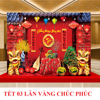 Phông Nền Tranh Vải Trang Trí Lễ Tết Truyền Thống Chất Vải Cavar, Backdrop  Chụp Ảnh Cỡ Lớn Tới 4M TET07 - BEEKIDS