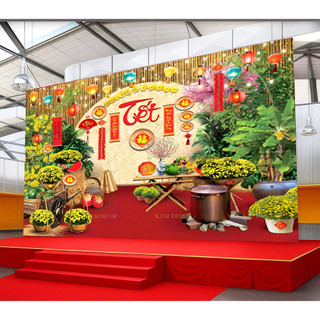 Phông nền trang trí Tết, Tranh decor Tết trang trí nhà cửa, Phông nền Tết chụp ảnh,decor sự kiện, chung cư TET01- BIATON