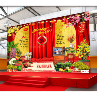 DECOR Tranh Vải Trang Trí Phông Nền Lễ Tết Backdrop chụp ảnh sự kiện NĂM MỚI BÍNH NGỌ 2026 Size Lớn 4M TET12 - BEEKIDS