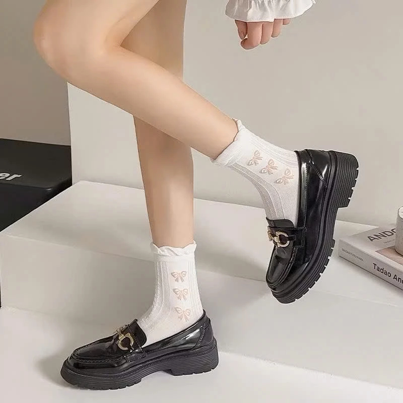[Peinn] Set 5 Đôi Vớ Cotton Đính Nơ Họa Tiết Hoa Nhỏ Xinh Xắn Phong Cách Harajuku Cho Nữ tt76 LILIRIA TTD76