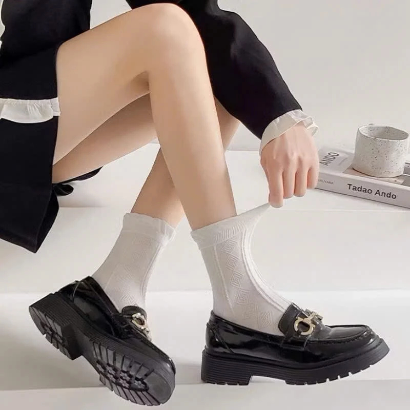 [Peinn] Set 5 Đôi Vớ Cotton Đính Nơ Họa Tiết Hoa Nhỏ Xinh Xắn Phong Cách Harajuku Cho Nữ tt76 LILIRIA TTD76