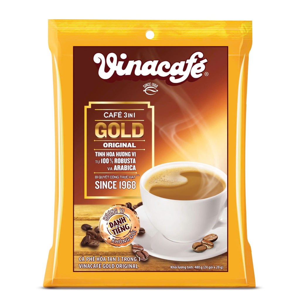 Combo 2 Cà Phê Vinacafé 3In1 Gold Original - Túi 24 Gói x 20g
