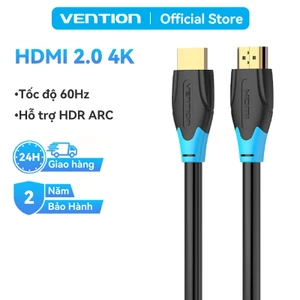 Cáp HDMI 2.0 Vention 4K 60Hz, Tốc Độ 18Gbps, Hỗ Trợ ARC HDCP 2.2, Đầu Cắm Mạ Vàng Dùng Cho TV PC PS4 Siêu Nét Chân Thực