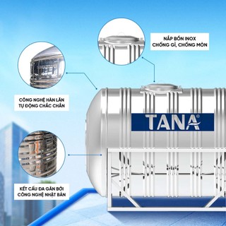 [GIAO MIỀN BẮC] Bồn nước inox Tân Á Ngang 2500N - 6000N Sus 304 - Chính hãng, Bảo hành 12 năm