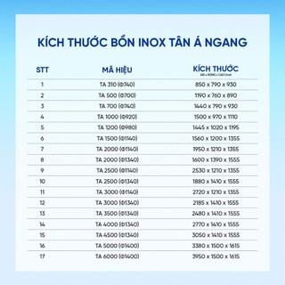 [GIAO MIỀN BẮC] Bồn nước inox Tân Á Ngang 2500N - 6000N Sus 304 - Chính hãng, Bảo hành 12 năm