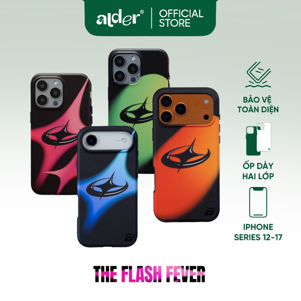 Ốp lưng iPhone ALDER FLASH FLAT hai lớp cao cấp chống sốc mặt lưng nhám mịn