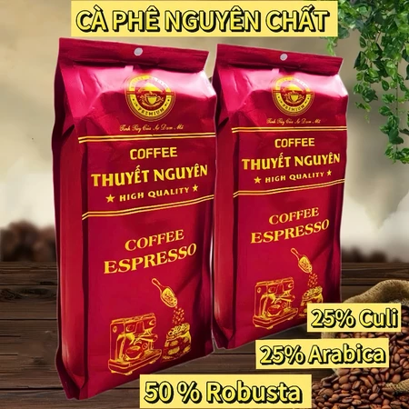 Cà Phê Hạt Rang Mộc Nguyên Chất THUYẾT NGUYÊN ESPRESSO - Gu Mạnh Đậm, Hậu Ngọt - Gói 500GR