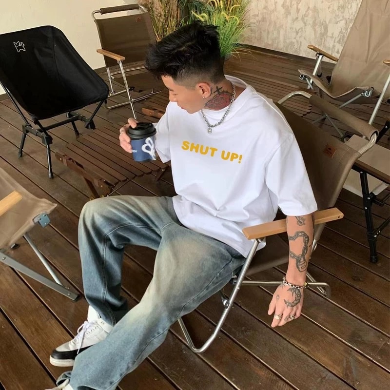 Áo thun Stee Cổ tròn SHUT UP Localbrand ICVCVN Unisex Cotton