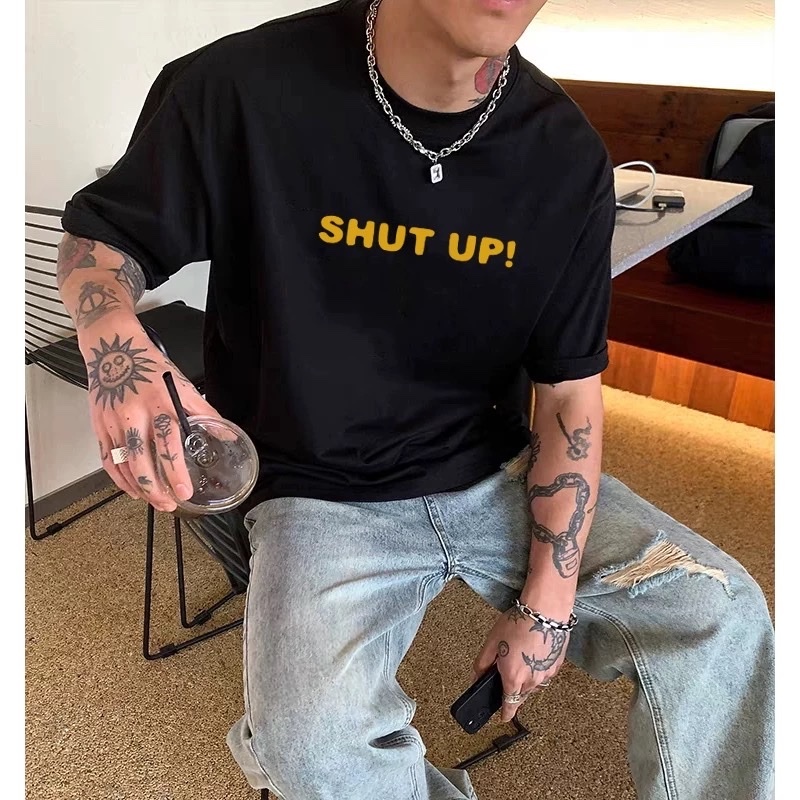 Áo thun Stee Cổ tròn SHUT UP Localbrand ICVCVN Unisex Cotton