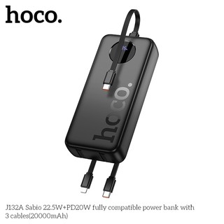 Sạc Dự Phòng Hoco J132A 20000mAh TypeC PD 20W, Cáp TypeC 22.5W, kèm cáp C to C (Đen)