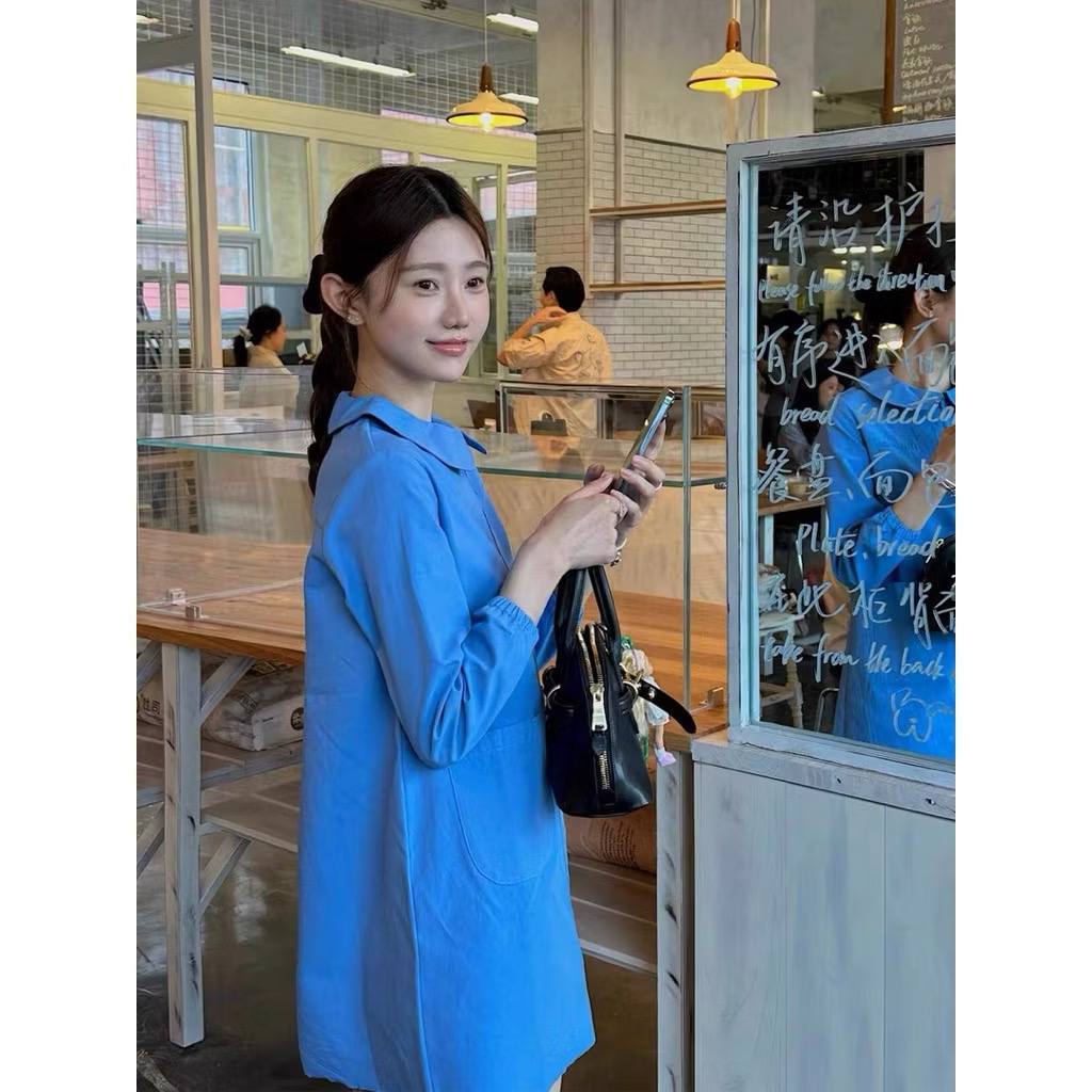 𝗪𝗶𝗻 𝗗𝗿𝗲𝘀s- | BEELY| Đầm Linen cổ sen tay dài