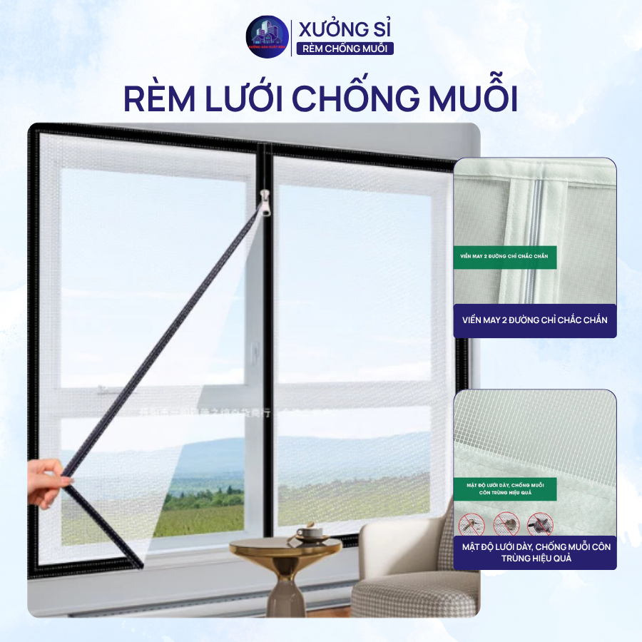 Rèm Lưới Chống Muỗi Cửa Sổ Có Khóa Kéo REMMINHLONG – Tự Dính Theo Kích ...