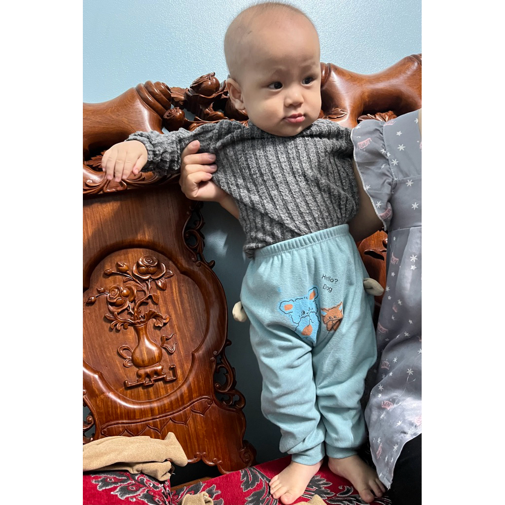 Combo 5 quần dài thu đông chất zip lông Mông Tai Thú cho bé từ 3-17kg