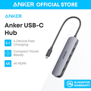 Hub chuyển đổi USB-C 5 trong 1 Anker A8357, hỗ trợ HDMI 4K, sạc nhanh 90W, mở rộng đa cổng cho laptop