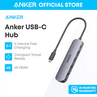 Hub USB C Anker, Hub USB 5 trong 1 cho máy tính xách tay, Bộ chuyển đổi đa cổng HDMI 4K với công suất tối đa 90W A8357