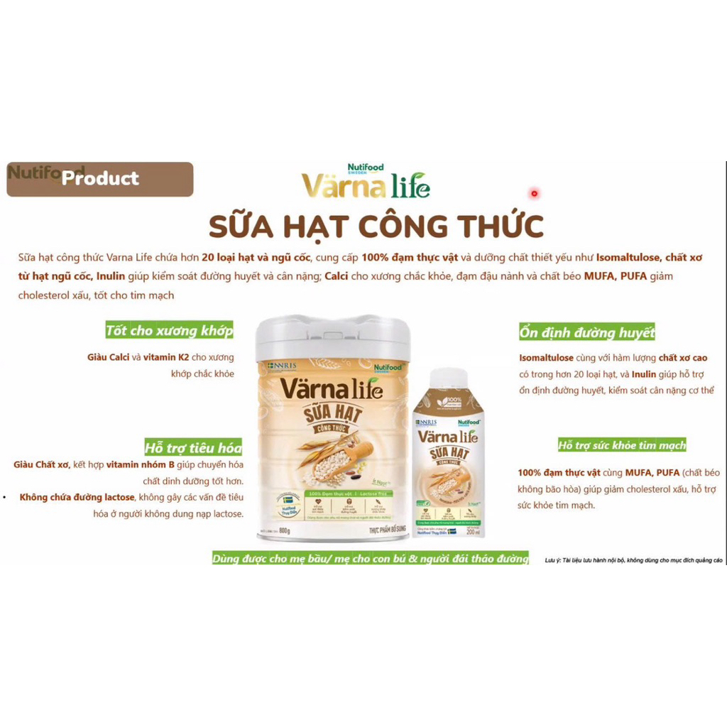 [DEAL SỐC] Thực phẩm bổ sung sữa hạt công thức Varna Life (Lon 800gr)