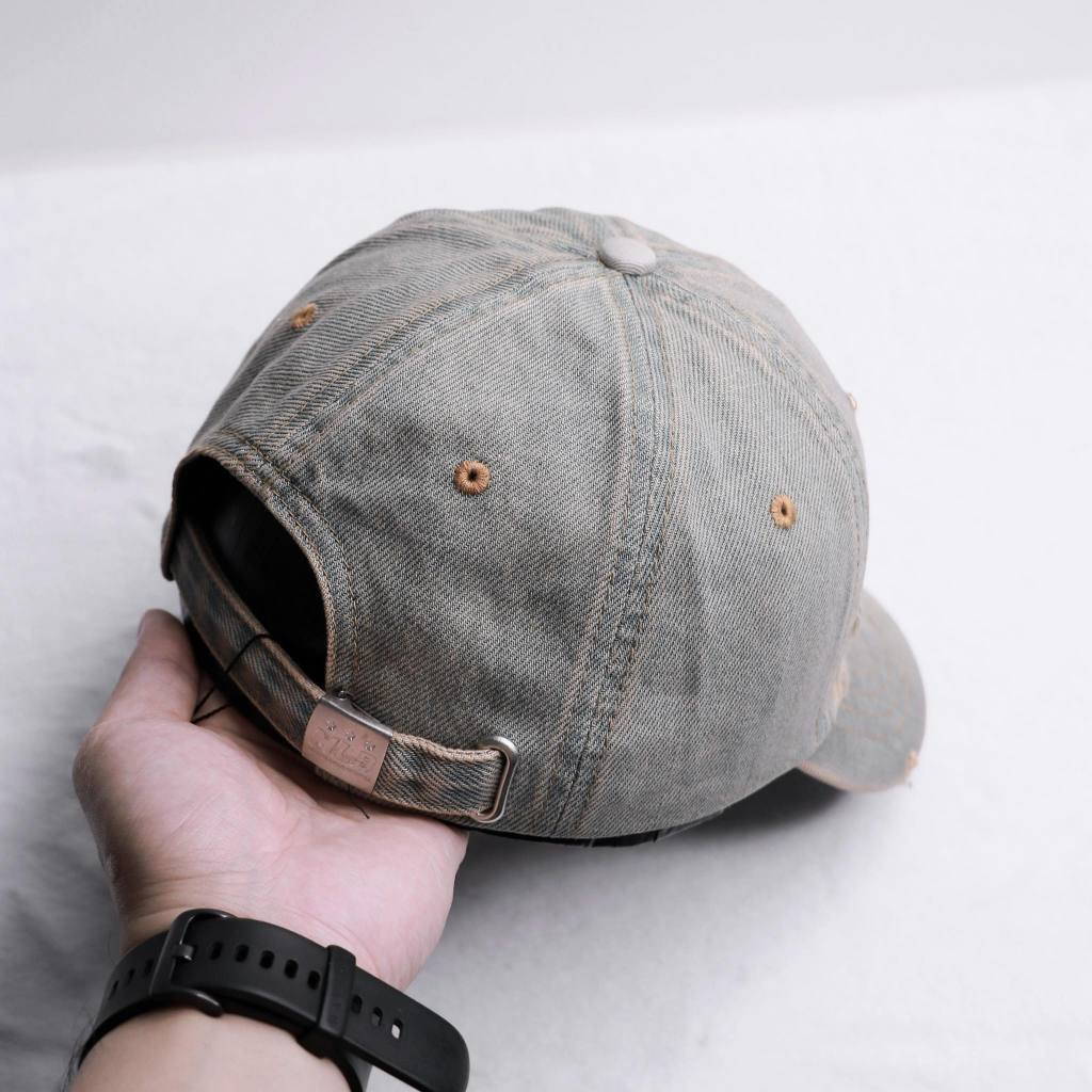 Nón kết, mũ lưỡi trai trơn phối vải jeans rách đẹp form chuẩn thời trang (Ảnh thật)