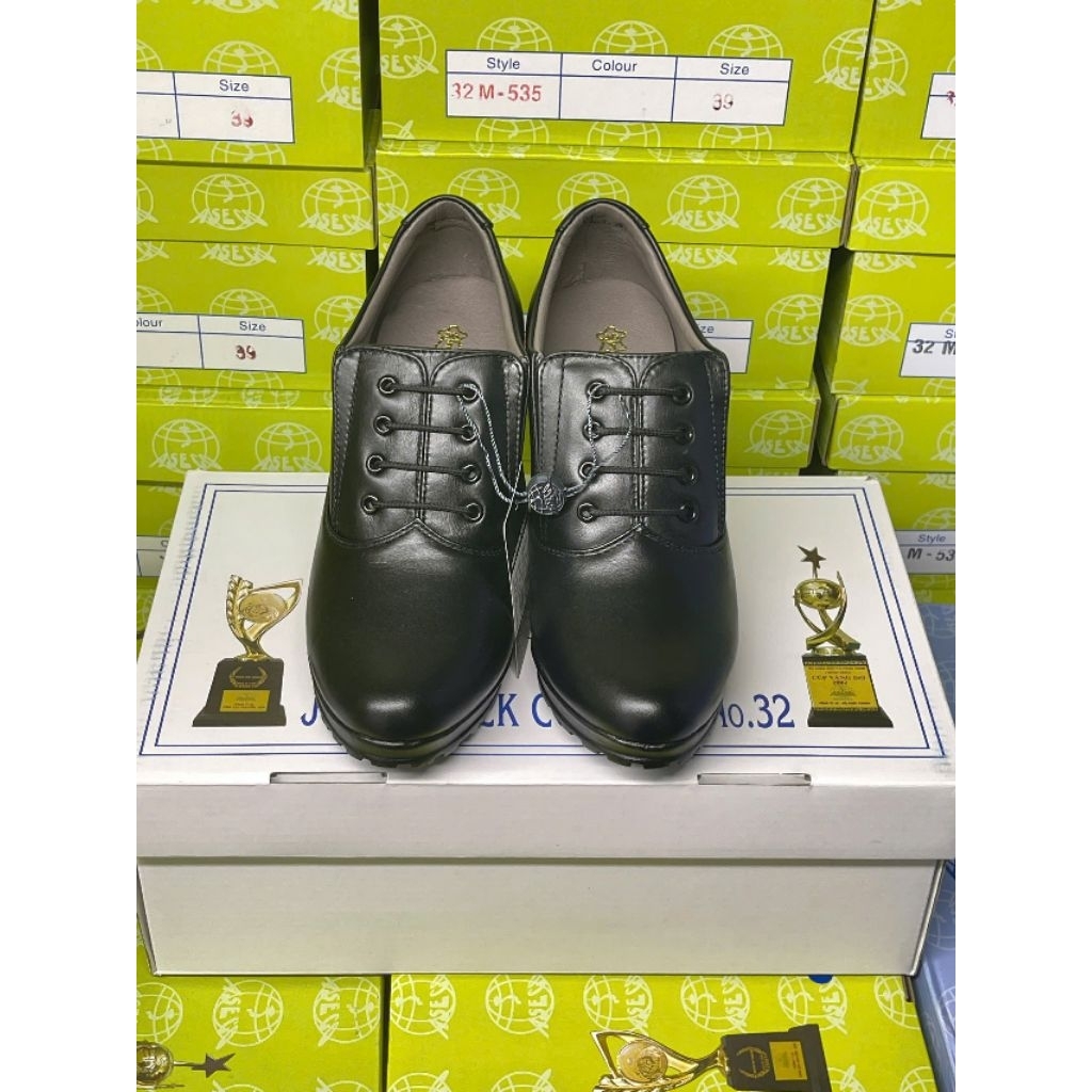 Giày Da Nữ Đế Cao 9cm ASECO, Da Cao Cấp Mềm Mịn, Đế TPR Chắc Chắn, Thiết Kế Giả Buộc Dây