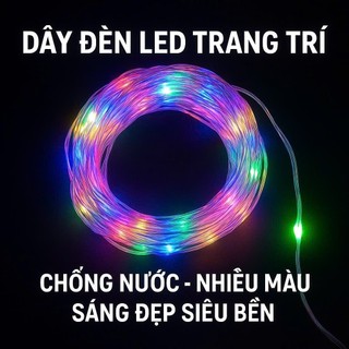 Dây đèn led nhiều màu 10m ,40m,80m chồng nước trang trí bằng công,sân vườn. cắm điện là sáng