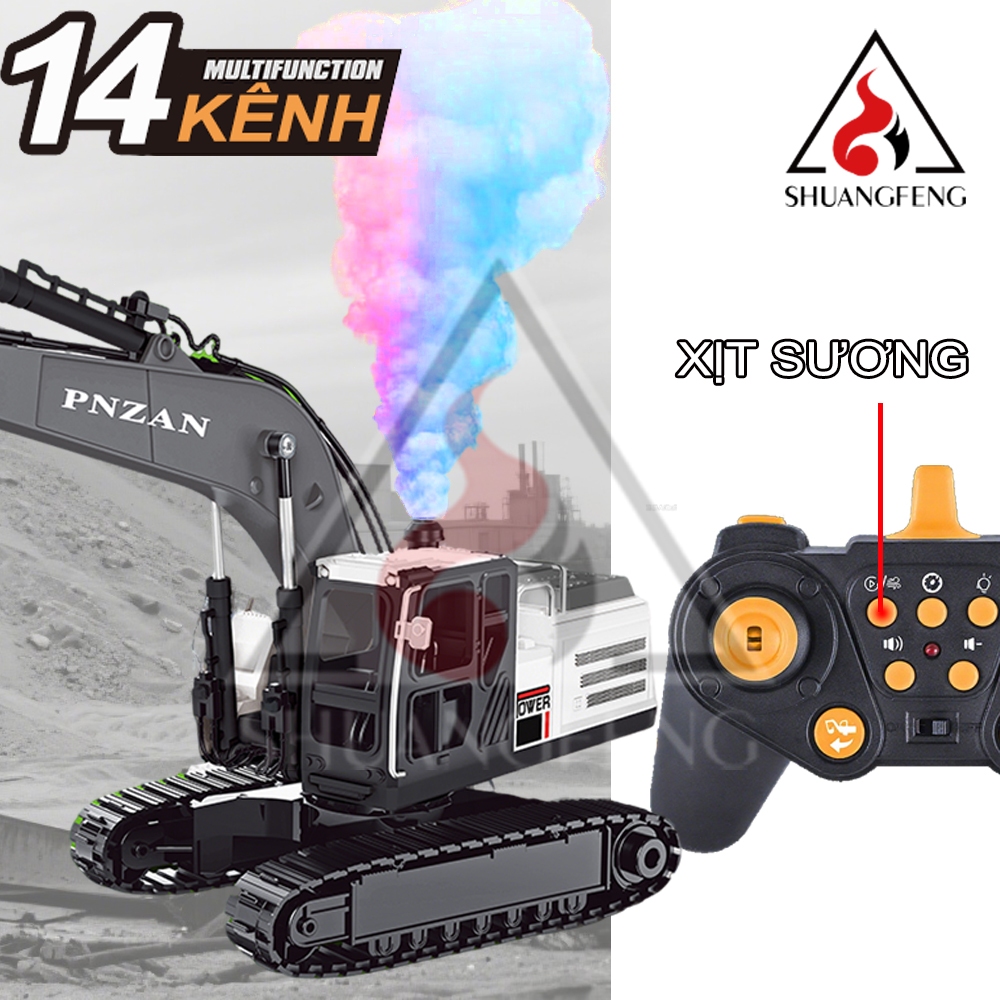Xe Múc Điều Khiển Từ Xa Hợp Kim 14 Kênh, Phun Sương – Quà Tặng Tuyệt Vời Cho Trẻ Em