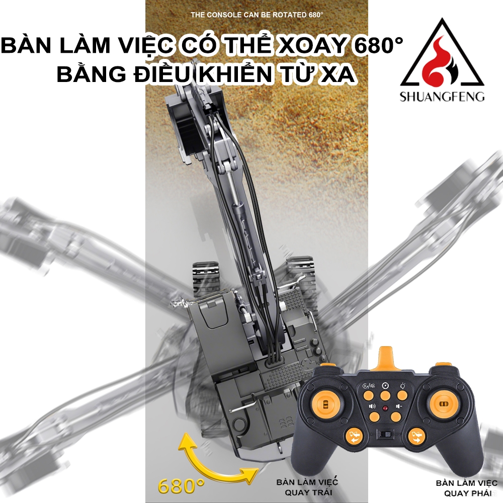 Xe Múc Điều Khiển Từ Xa Hợp Kim 14 Kênh, Phun Sương – Quà Tặng Tuyệt Vời Cho Trẻ Em