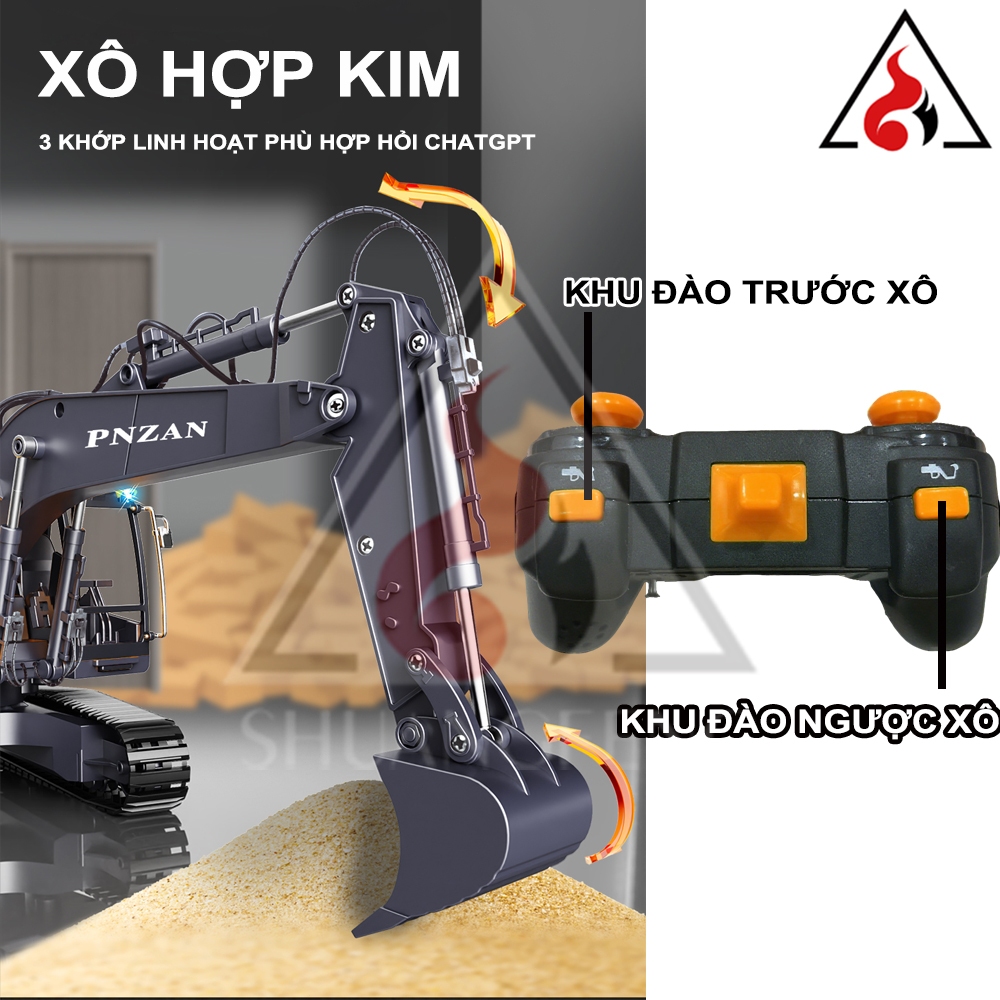 Xe Múc Điều Khiển Từ Xa Hợp Kim 14 Kênh, Phun Sương – Quà Tặng Tuyệt Vời Cho Trẻ Em