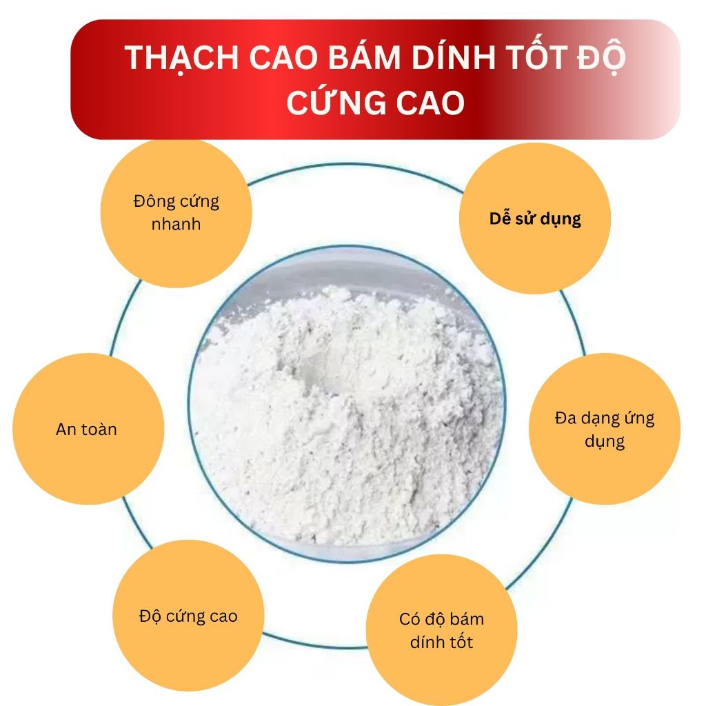 1kg_ Thạch cao chuyên dụng sửa chữa la phong trần thạch cao màu trắng độ cứng cao và bám dính tốt