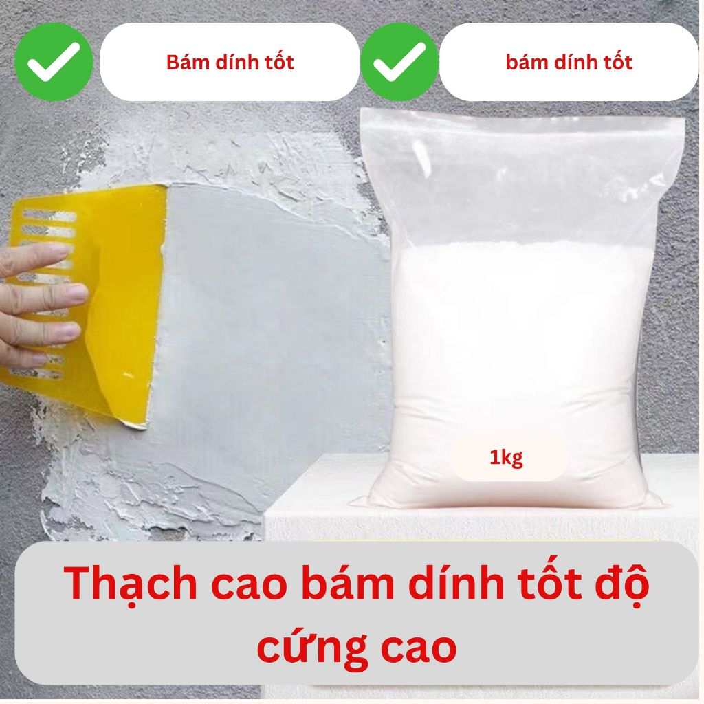 1kg_ Thạch cao chuyên dụng sửa chữa la phong trần thạch cao màu trắng độ cứng cao và bám dính tốt