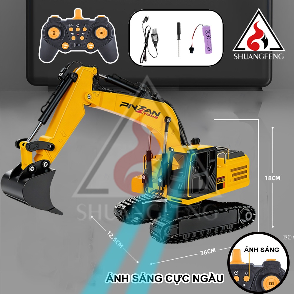 Xe Múc Điều Khiển Từ Xa Hợp Kim 14 Kênh, Phun Sương – Quà Tặng Tuyệt Vời Cho Trẻ Em