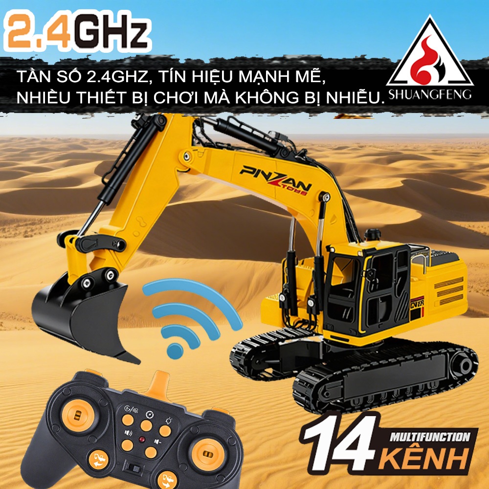 Xe Múc Điều Khiển Từ Xa Hợp Kim 14 Kênh, Phun Sương – Quà Tặng Tuyệt Vời Cho Trẻ Em