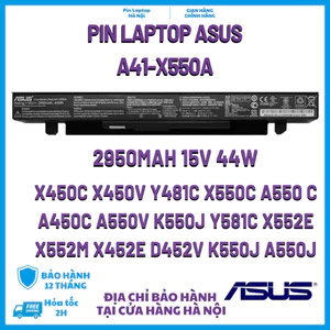 Pin Laptop Asus X450 X452 Y581C Y481C A41-X550A K550J X450V/C X550C NEW BH 12 Tháng