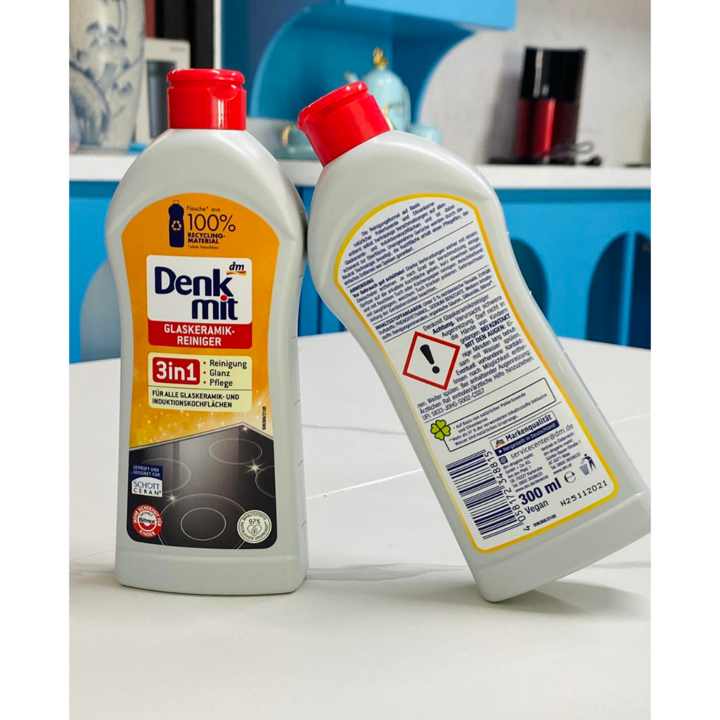 Dung dịch vệ sinh bếp từ DENKMIT 3IN1 Đức 300ml, lau bếp từ, mặt kính