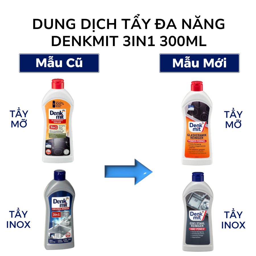 Dung dịch vệ sinh bếp từ DENKMIT 3IN1 Đức 300ml, lau bếp từ, mặt kính