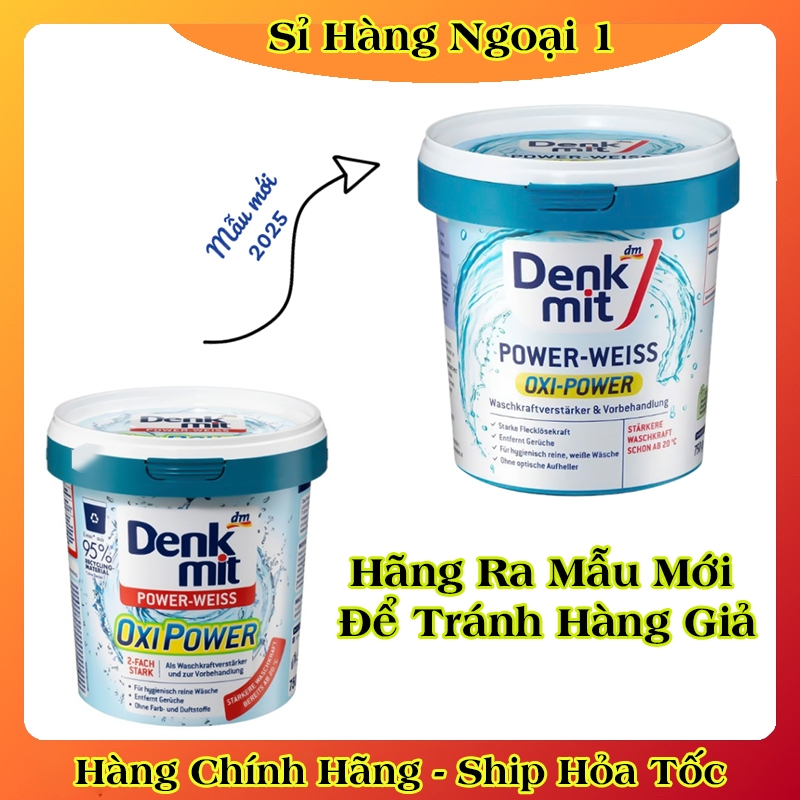 Combo Bột tẩy trắng quần áo Denkmit Oxi Power WEISS và Domol 750g đánh bay vết bẩn cứng đầu - Hàng nội địa Đức